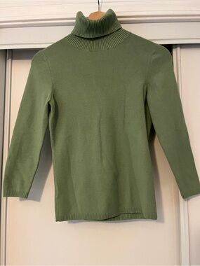 LOFT Sage Green Ribbed Turtleneck Sweater